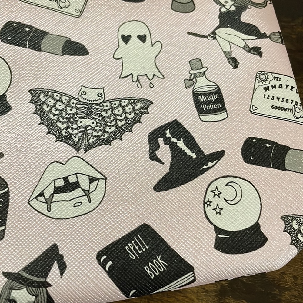 Ipsy‎ Cosmetic Case * 7" x 5" * Pink with black pattern HALLOWEEN - Picture 7 of 8